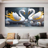 Lovely Swan Couple Premium Acrylic Floating Wall Painting - Decor Smart