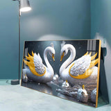 Lovely Swan Couple Premium Acrylic Floating Wall Painting - Decor Smart