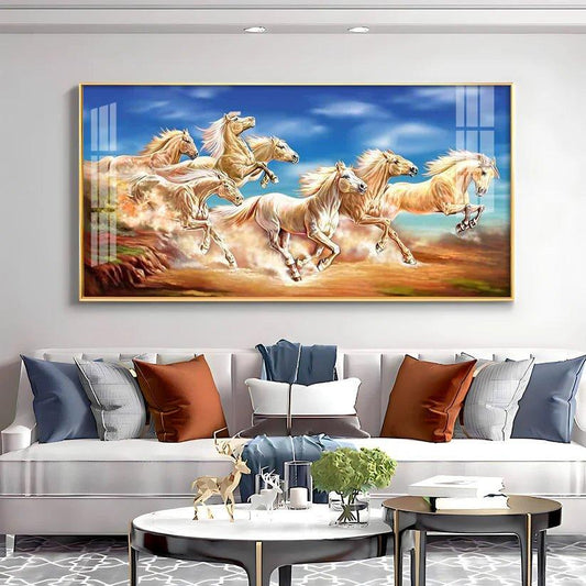Lucky Horses Premium Acrylic Floating Wall Painting - Decor Smart