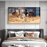 Lucky Running Vastu Horses Premium Acrylic Floating Wall Painting - Decor Smart