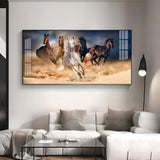 Lucky Running Vastu Horses Premium Acrylic Floating Wall Painting - Decor Smart