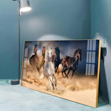 Lucky Running Vastu Horses Premium Acrylic Floating Wall Painting - Decor Smart