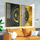Luxurious Circular Pattern Acrylic Floating Wall Painting Set of 2 - Decor Smart