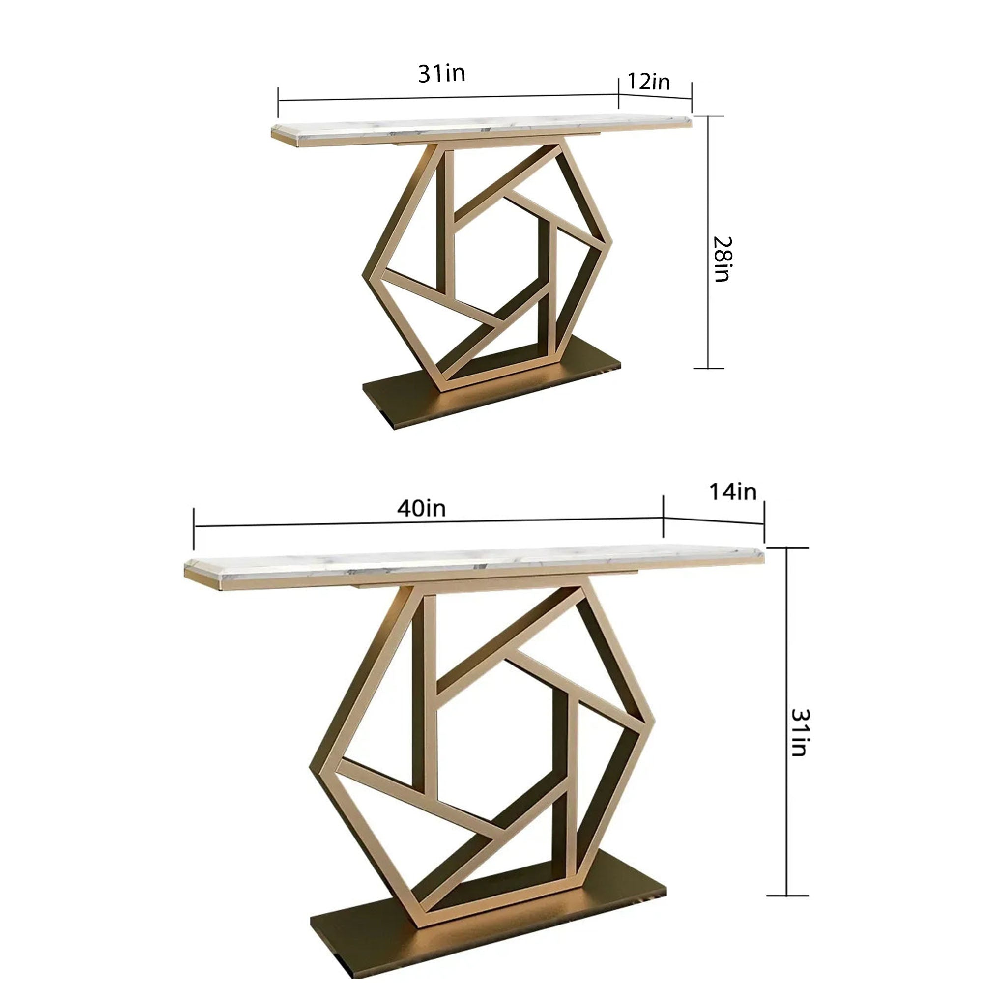Luxurious Contemporary Console Table In Hexagonal Design - Decor Smart