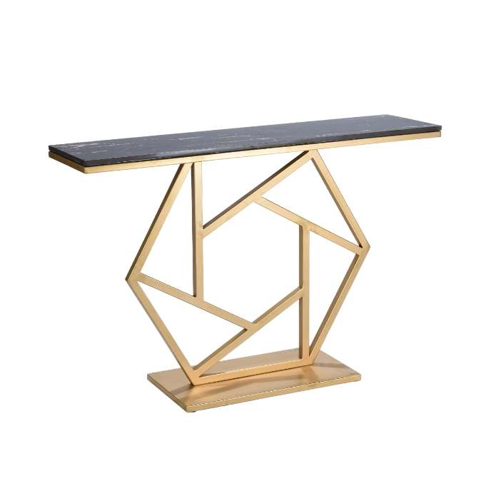 Luxurious Contemporary Console Table In Hexagonal Design with Black Marble - Decor Smart