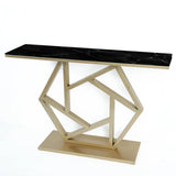 Luxurious Contemporary Console Table In Hexagonal Design with Black Marble - Decor Smart