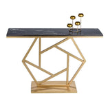 Luxurious Contemporary Console Table In Hexagonal Design with Black Marble - Decor Smart