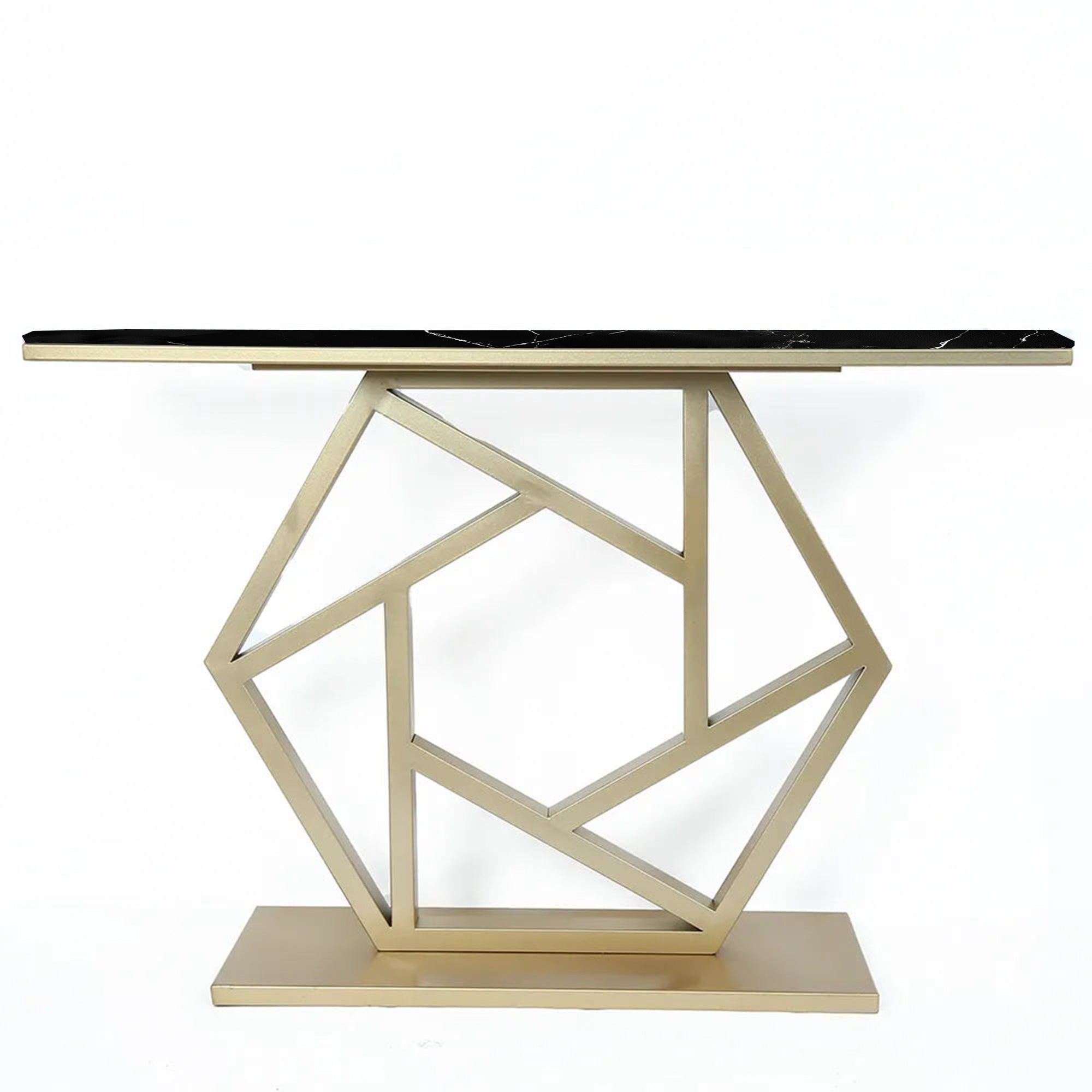 Luxurious Contemporary Console Table In Hexagonal Design with Black Marble - Decor Smart