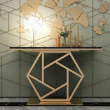 Luxurious Contemporary Console Table In Hexagonal Design with Black Marble - Decor Smart