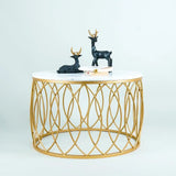 luxurious Designer in Golden & White Marble Round Shape Center Table - Decor Smart