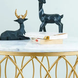 luxurious Designer in Golden & White Marble Round Shape Center Table - Decor Smart