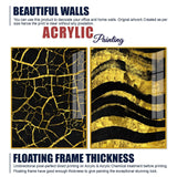 Luxury Black and Gold Marble Texture Acrylic Floating Wall Painting Set Of 2 - Decor Smart