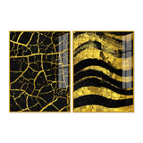 Luxury Black and Gold Marble Texture Acrylic Floating Wall Painting Set Of 2 - Decor Smart