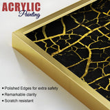 Luxury Black and Gold Marble Texture Acrylic Floating Wall Painting Set Of 2 - Decor Smart