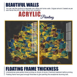 Luxury Golden Shiny Tufted Leaves Tree Acrylic Floating Wall Painting Set Of 2 - Decor Smart