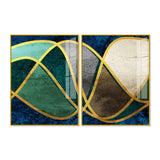 Luxury Golden Waves Line Art Premium Acrylic Floating Wall Painting Set Of 2 - Decor Smart