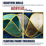 Luxury Golden Waves Line Art Premium Acrylic Floating Wall Painting Set Of 2 - Decor Smart