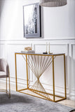 Luxury Marble Wall Console Table In Sleek Golden Rods Design - Decor Smart