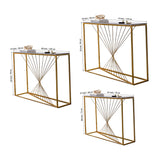 Luxury Marble Wall Console Table In Sleek Golden Rods Design - Decor Smart