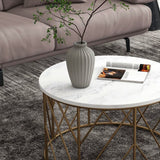 Luxury Metal Designer Center Table with White Marble - Decor Smart