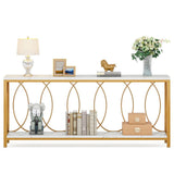 Luxury Style White Faux Marble Two Tier Console Table - Decor Smart