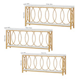 Luxury Style White Faux Marble Two Tier Console Table - Decor Smart
