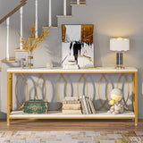 Luxury Style White Faux Marble Two Tier Console Table - Decor Smart