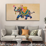 Madhubani Art Elephant Premium Canvas Wall Painting - Decor Smart
