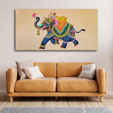 Madhubani Art Elephant Premium Canvas Wall Painting - Decor Smart
