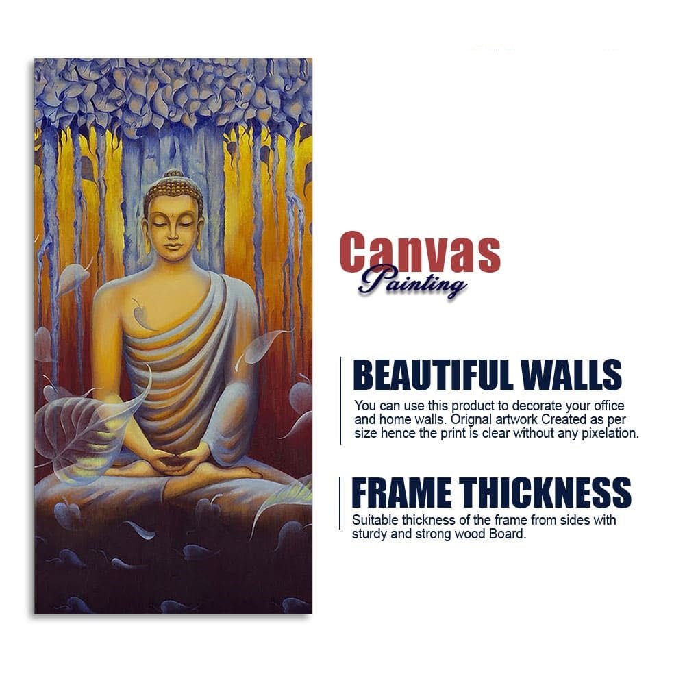 Meditating Buddha Matt Textured Canvas Wall Painting - Decor Smart
