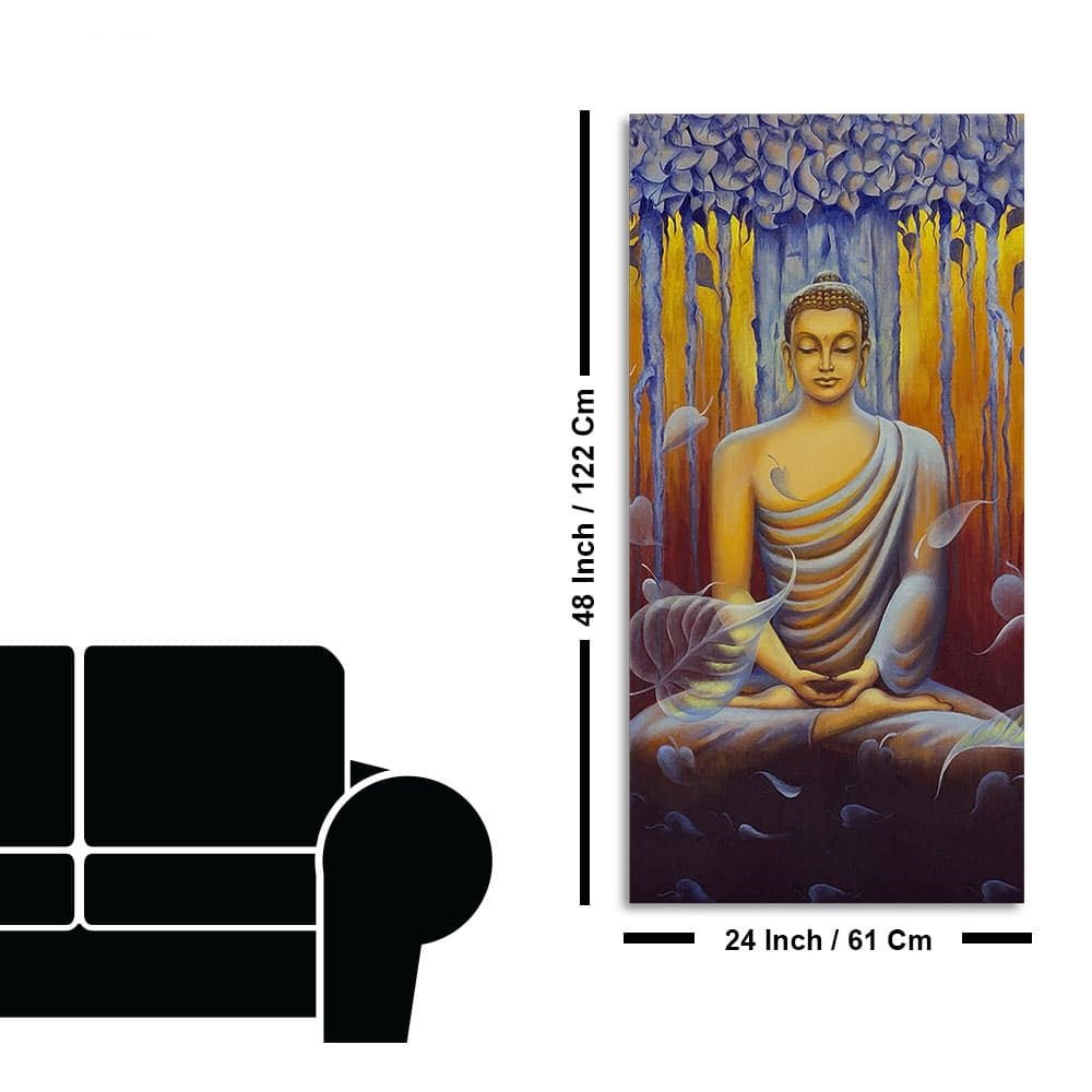 Meditating Buddha Matt Textured Canvas Wall Painting - Decor Smart