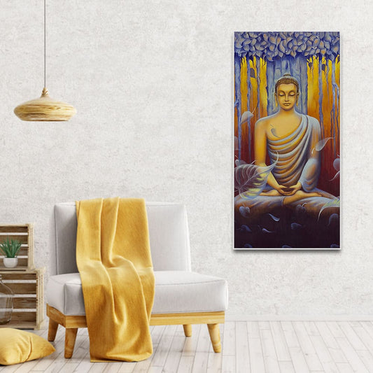 Meditating Buddha Matt Textured Canvas Wall Painting - Decor Smart