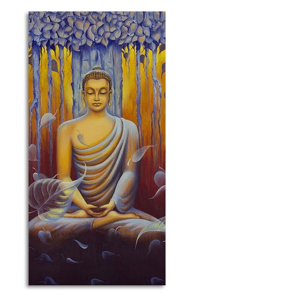 Meditating Buddha Matt Textured Canvas Wall Painting - Decor Smart