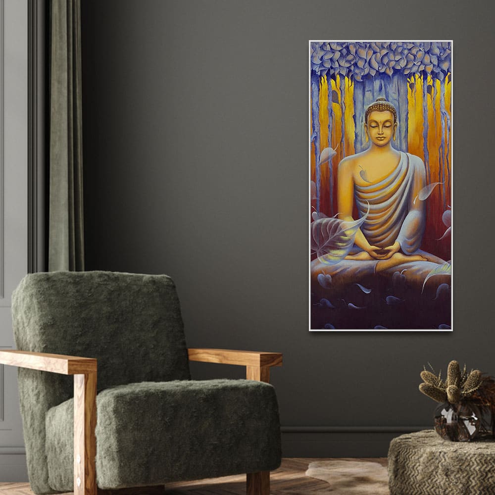 Meditating Buddha Matt Textured Canvas Wall Painting - Decor Smart