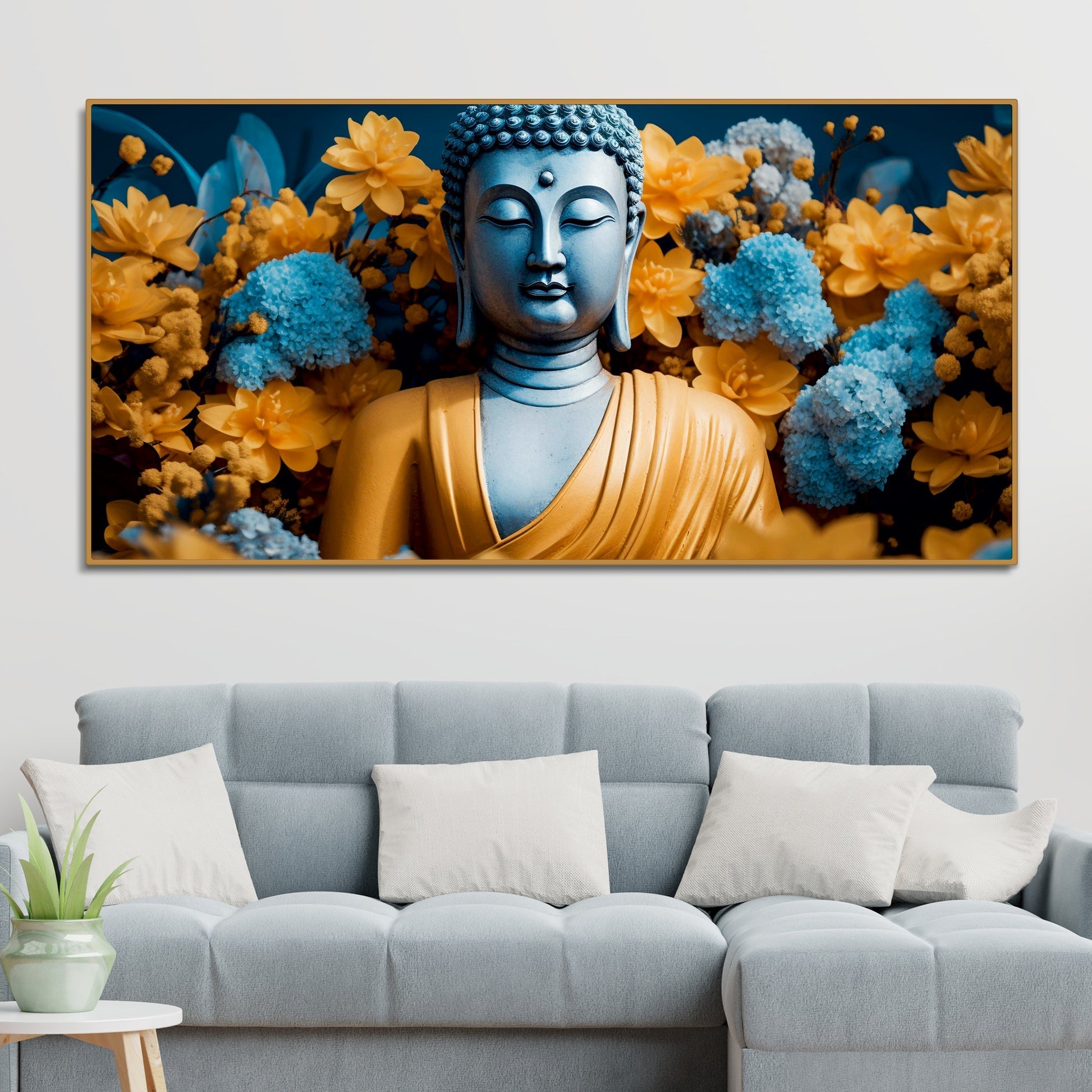 Meditating Buddha Monk Canvas Wall Painting - Decor Smart