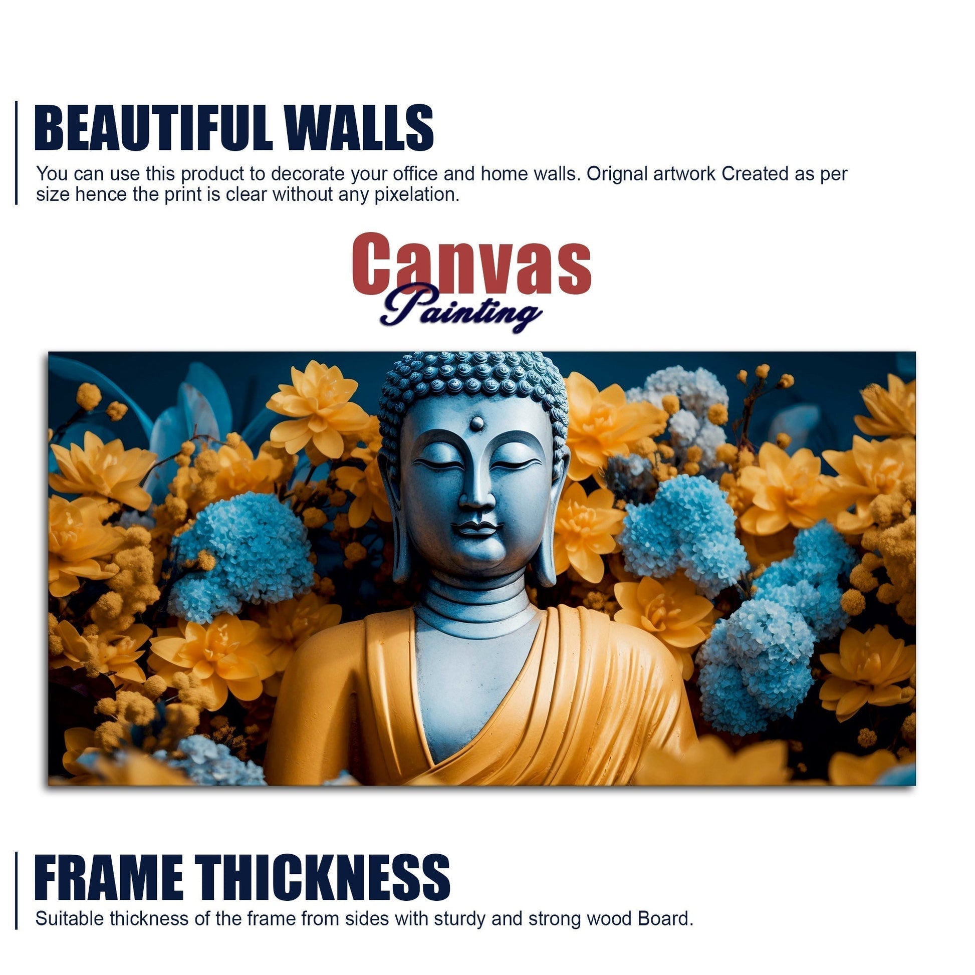 Meditating Buddha Monk Canvas Wall Painting - Decor Smart