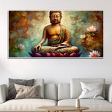 Meditating Gautam Buddha Statue Canvas Wall Painiting - Decor Smart