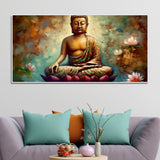 Meditating Gautam Buddha Statue Canvas Wall Painiting - Decor Smart