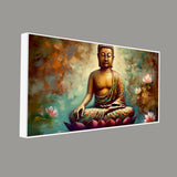 Meditating Gautam Buddha Statue Canvas Wall Painiting - Decor Smart