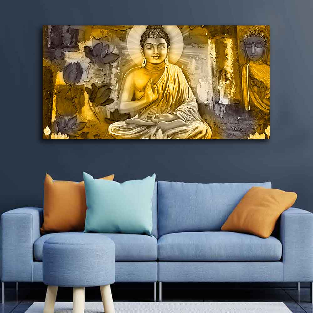 Meditating Lord Buddha Premium Wall Painting - Decor Smart