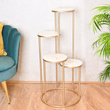 Metal Planter Stand With White Marble At Top - Decor Smart