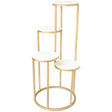 Metal Planter Stand With White Marble At Top - Decor Smart