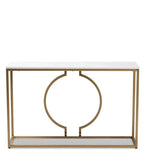 Metallic Ring Console Table with White Marble Table Top - Decor Smart