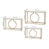 Metallic Ring Console Table with White Marble Table Top - Decor Smart