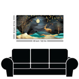 Midnight Golden Deer Scenery Premium Canvas Wall Painting - Decor Smart