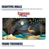 Midnight Golden Deer Scenery Premium Canvas Wall Painting - Decor Smart