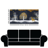 Midnight Golden Deer With Birds Scenery Premium Canvas Wall Painting - Decor Smart