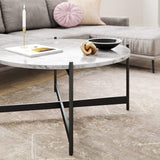 Minimalist Matte Finish Black Metal Centre Table In Criss Cross Design - Decor Smart