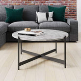 Minimalist Matte Finish Black Metal Centre Table In Criss Cross Design - Decor Smart