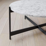 Minimalist Matte Finish Black Metal Centre Table In Criss Cross Design - Decor Smart